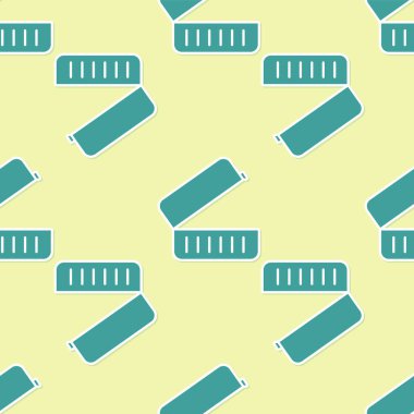 Yeşil Beslenme Kutusu simgesi sarı arkaplandaki kusursuz deseni izole etti. Vektör İllüstrasyonu