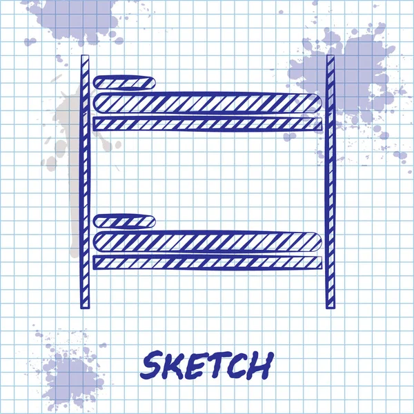 Sketch Line Bunk Bed Icon Isolated White Background Vector Illustration — 스톡 벡터