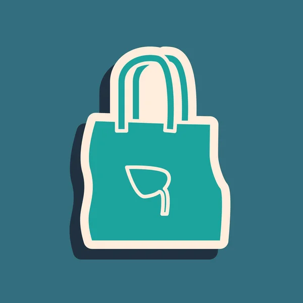 Green Paper Shopping Bag Recycle Icon Isolated Blue Background Bag — ストックベクタ