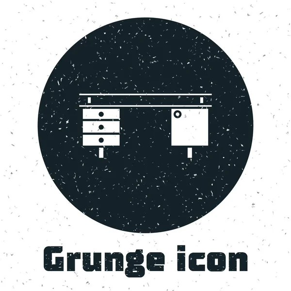 Grunge Bürotisch Symbol Isoliert Auf Weißem Hintergrund Vektorillustration — Stockvektor