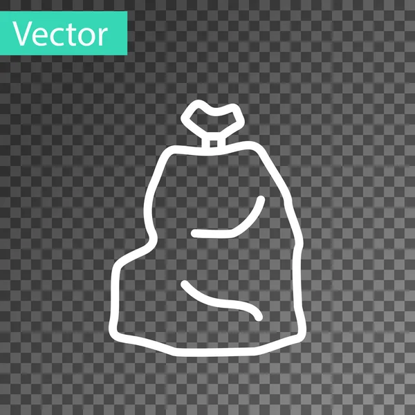 Bílá Čára Ikona Pytle Odpadky Izolované Průhledném Pozadí Vektorová Ilustrace — Stockový vektor