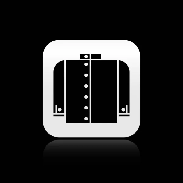 Schwarzes Shirt Symbol Isoliert Auf Schwarzem Hintergrund Silberner Quadratischer Knopf — Stockvektor