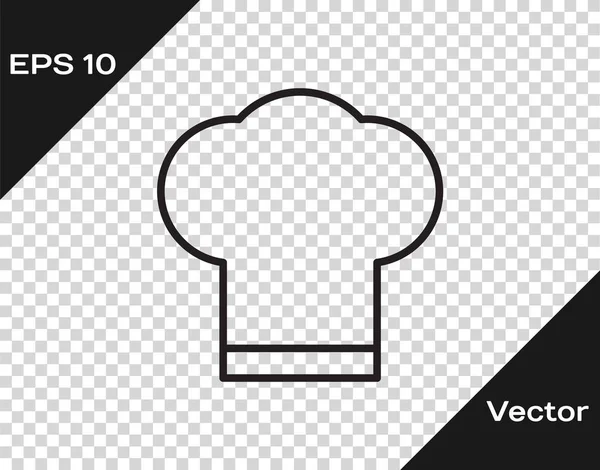 Ligne Noire Chapeau Chef Icône Isolé Sur Fond Transparent Symbole — Image vectorielle