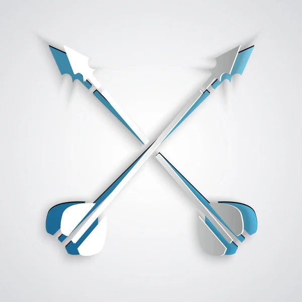 Paper Cut Medieval Crossed Arrows Icon Isolated Grey Background Medieval — 스톡 벡터