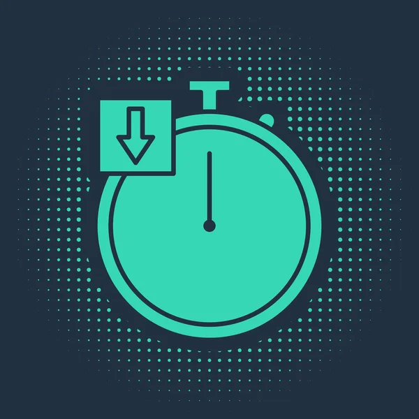 Ikona Green Stopwatch Odizolowana Niebieskim Tle Znak Czasowy Chronometr Abstrakcyjne — Wektor stockowy
