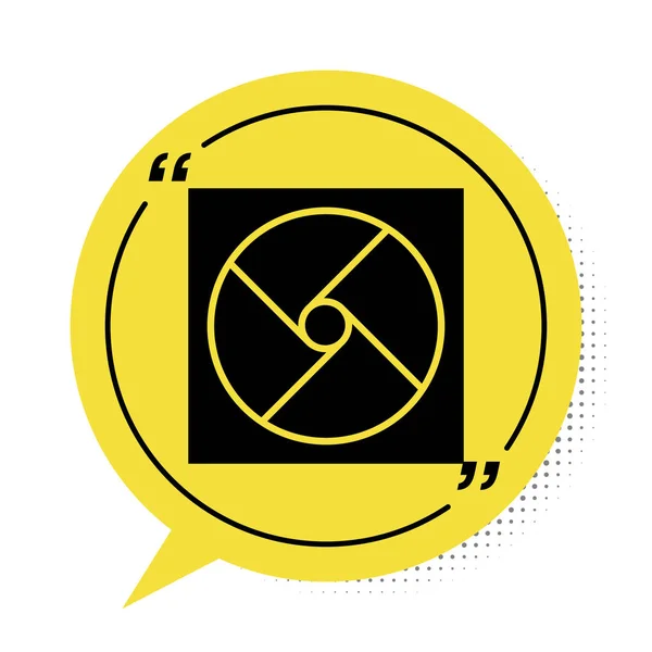 Czarna Ikona Wentylacji Odizolowana Białym Tle Żółty Symbol Bańki Mowy — Wektor stockowy