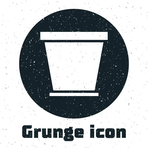 Grunge Flower Pot Icoon Geïsoleerd Witte Achtergrond Vector Illustratie — Stockvector