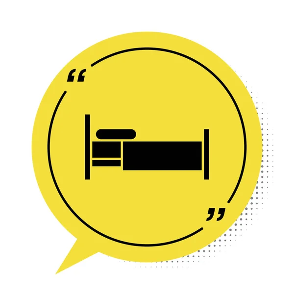 Icono Cama Negra Aislado Sobre Fondo Blanco Símbolo Amarillo Burbuja — Vector de stock