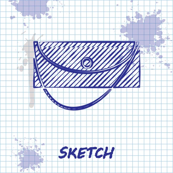 Sketch Line Clutch Bag Icon Isolated White Background Women Clutch — Stock Vector