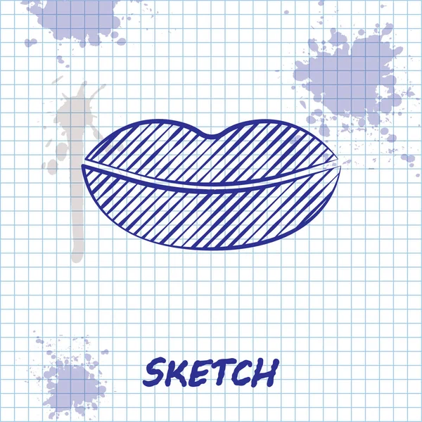 Sketch Line Smiling Lips Icon Isolated White Background Smile Symbol — 스톡 벡터