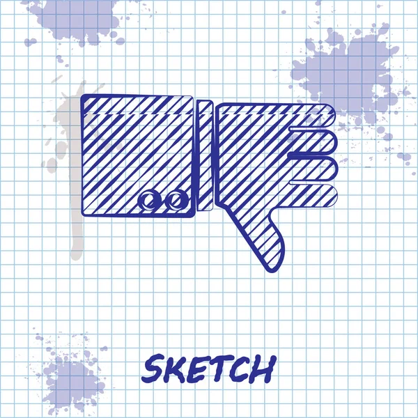 Sketch Line Dislike Icon Isolated White Background Vector Illustration — 스톡 벡터
