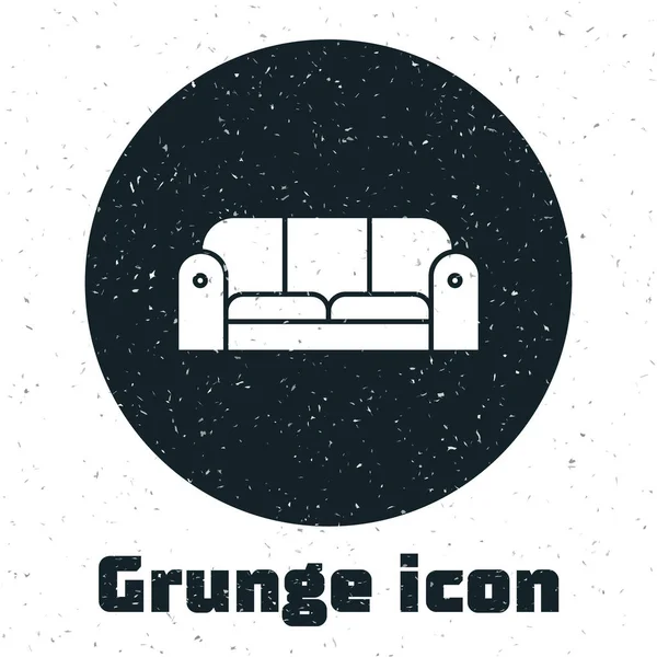 Grunge Sofa Ikon Elszigetelt Fehér Háttérben Vektoros Illusztráció — Stock Vector
