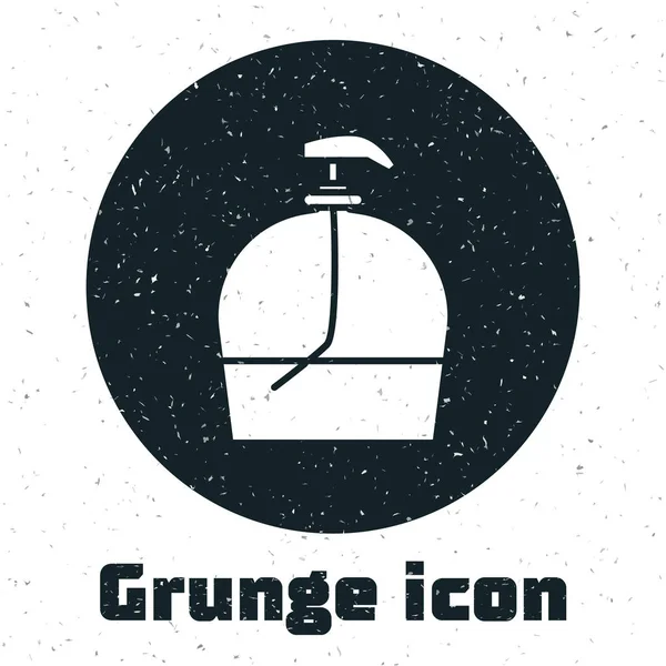 Grunge Bottle Liquid Antibacterial Soap Dispenser Icon Isolated White Background — Stock Vector