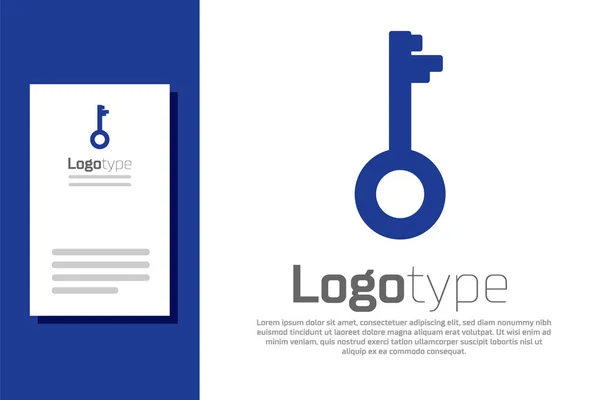 Blaues Altes Schlüsselsymbol Isoliert Auf Weißem Hintergrund Logo Design Template — Stockvektor