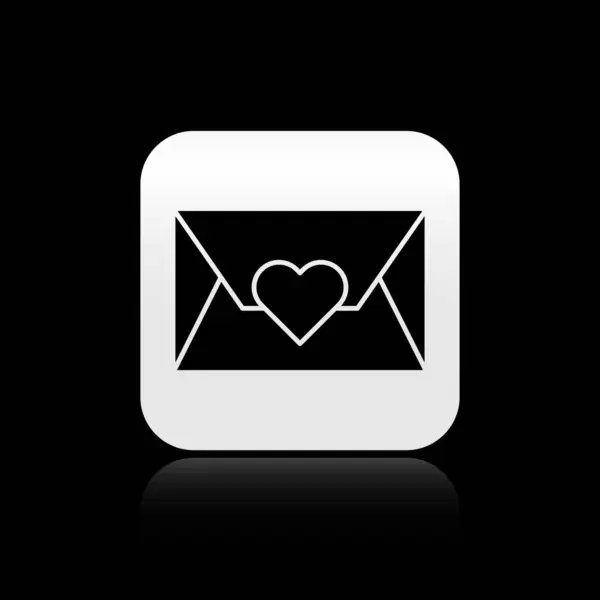 Black Envelope Valentine Heart Icon Isolated Black Background Message Love — Stock Vector