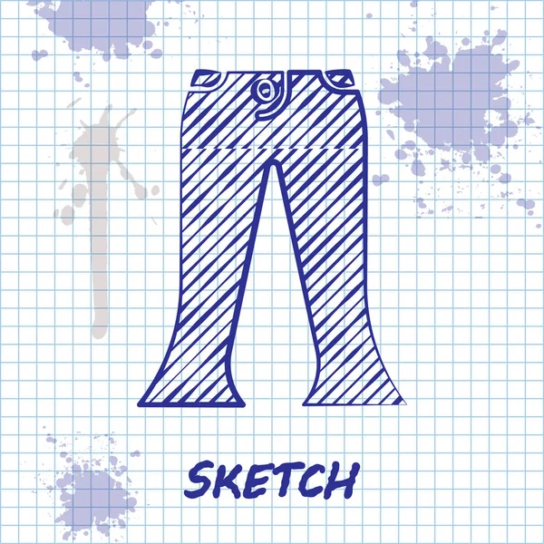 Sketch Line Pants Icon Isolated White Background Vector Illustration — Stock Vector