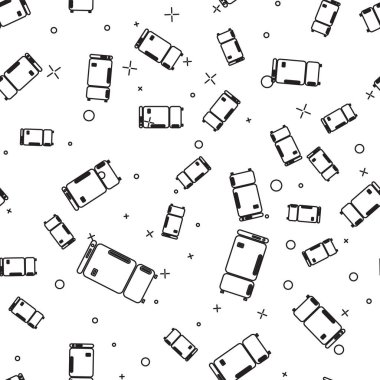 Siyah çizgi buzdolabı simgesi beyaz arka planda izole edilmiş kusursuz desen. Buzdolabı buzdolabı. Ev aletleri ve aletler. Vektör İllüstrasyonu