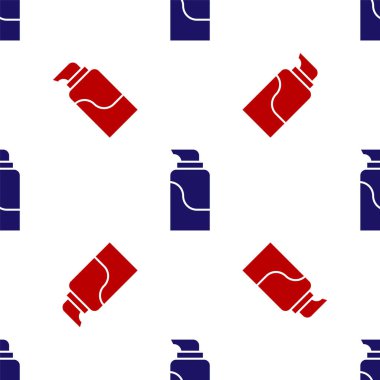 Mavi ve kırmızı krem ya da losyon kozmetik tüp ikonu beyaz arka planda izole edilmiş pürüzsüz desen. Erkekler için vücut bakım ürünleri. Vektör İllüstrasyonu