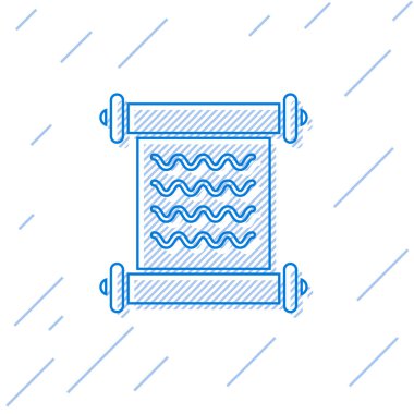 Mavi çizgi KHK, kağıt, parşömen, parşömen simgesi beyaz arkaplanda izole edilmiş. Vektör İllüstrasyonu
