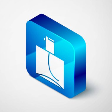 Beyaz arkaplanda izole edilmiş Isome parfüm ikonu. Mavi kare düğme. Vektör İllüstrasyonu