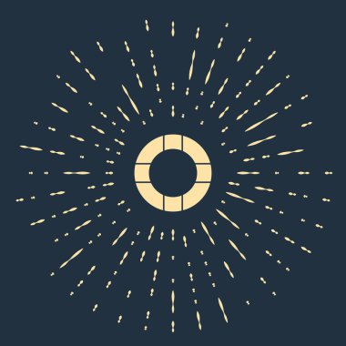 Bej rengi Lifebuoy simgesi mavi arkaplanda izole edildi. Can simidi sembolü. Soyut çember rastgele noktalar. Vektör İllüstrasyonu