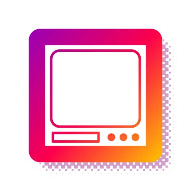 Beyaz Elektronik ölçek simgesi beyaz arkaplanda izole edildi. Ağırlık ölçüm aletleri. Kare renk düğmesi. Vektör İllüstrasyonu