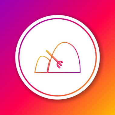 Saman ve tırmık simgesi renk arkaplan üzerinde izole edilmiş renk çizgisi Bale. Çember beyaz düğme. Vektör İllüstrasyonu