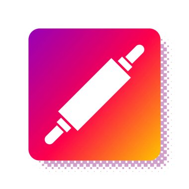 Beyaz arka planda beyaz yuvarlanan pin simgesi izole edildi. Kare renk düğmesi. Vektör İllüstrasyonu