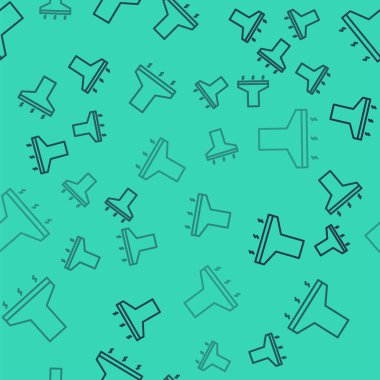 Siyah çizgi Mutfak sökücü fan ikonu yeşil arka planda izole edilmiş pürüzsüz desen. Mutfak kaputu. Mutfak egzozu. Ev aletleri. Vektör İllüstrasyonu