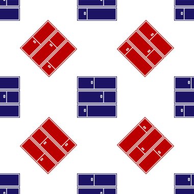 Mavi ve kırmızı Shelf simgesi beyaz arkaplanda izole edilmiş kusursuz desen. Raflar işaretli. Vektör İllüstrasyonu