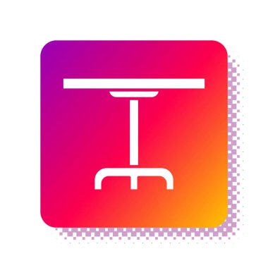 Beyaz yuvarlak masa simgesi beyaz arkaplanda izole edildi. Kare renk düğmesi. Vektör İllüstrasyonu