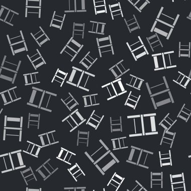 Gri Sandalye ikonu siyah arka planda kusursuz desen izole etti. Vektör İllüstrasyonu