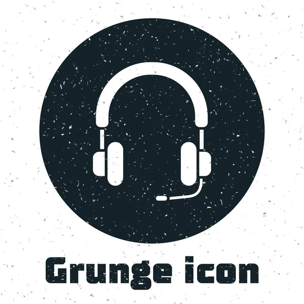 Grunge Headphones Ícone Isolado Fundo Branco Fones Ouvido Conceito Para — Vetor de Stock