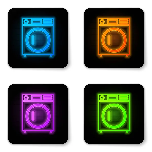 Glowing Neon Washer Icon Isolated White Background Washing Machine Icon — Stock Vector