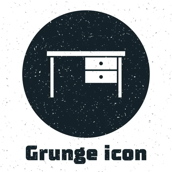 Grunge Office Desk Icon Isolated White Background Vector Illustration — Stock Vector