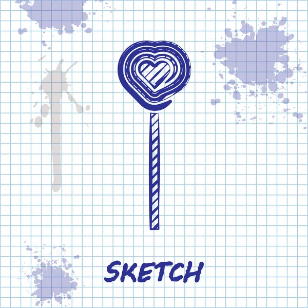 Skizze Linie Lollipop Symbol Isoliert Auf Weißem Hintergrund Süßigkeiten Zeichen — Stockvektor