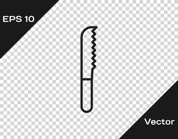 Schwarze Linie Brotmesser Symbol Isoliert Auf Transparentem Hintergrund Bestecksymbol Vektorillustration — Stockvektor