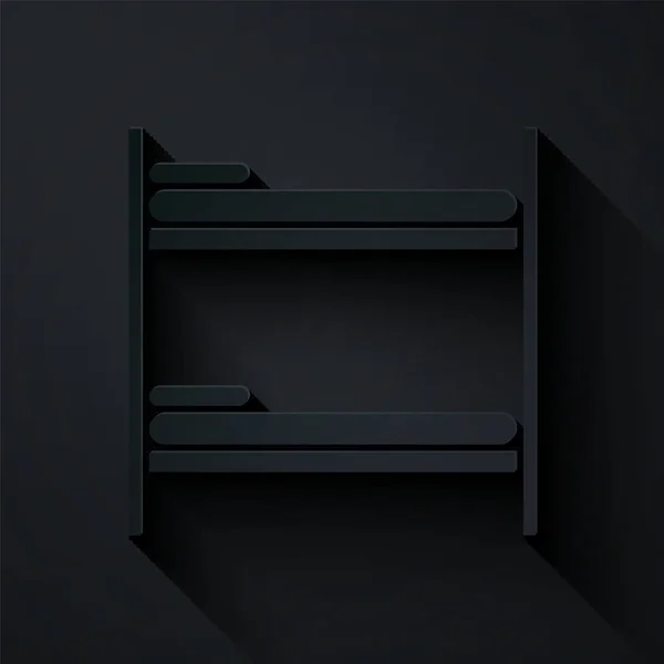 Papiergeschnittenes Etagenbett Symbol Isoliert Auf Schwarzem Hintergrund Papierkunst Vektorillustration — Stockvektor