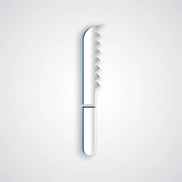 Icône Couteau Pain Coupé Papier Isolée Sur Fond Gris Symbole — Image vectorielle