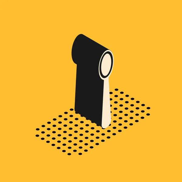 Icono Cuchara Plástico Desechable Isométrico Aislado Sobre Fondo Amarillo Ilustración — Vector de stock