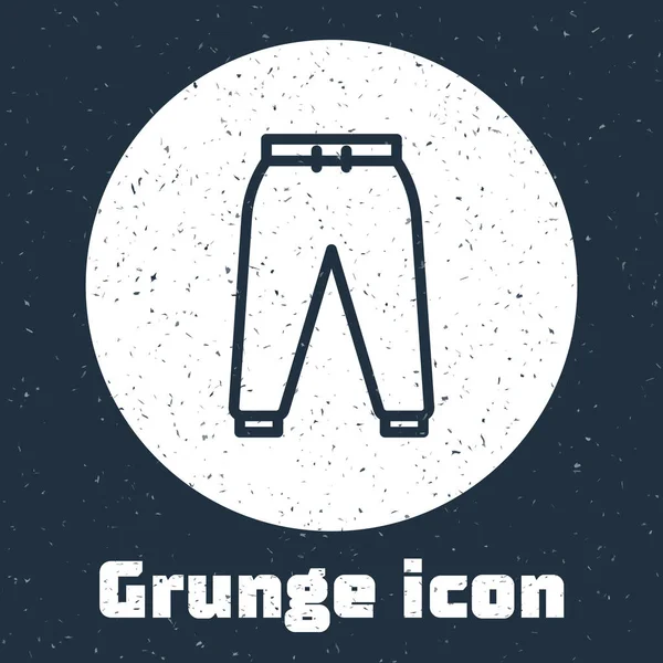 Grunge Line Sport Pants Icon Isolated Grey Background Monochrome Vintage — Stock Vector