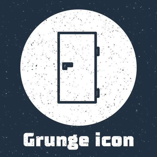 Grunge Line Icône Porte Fermée Isolée Sur Fond Gris Dessin — Image vectorielle