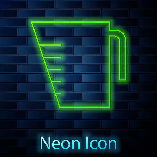Žhnoucí Neonová Čára Měřicí Kelímek Pro Měření Sucha Kapaliny Ikony — Stockový vektor