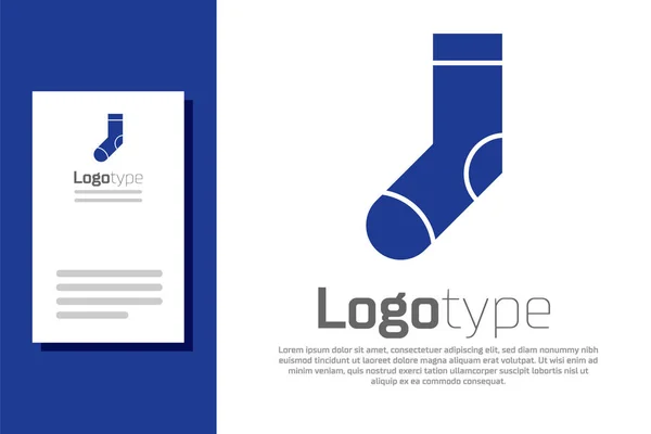 Blaue Socken Icon Isoliert Auf Weißem Hintergrund Logo Design Template — Stockvektor