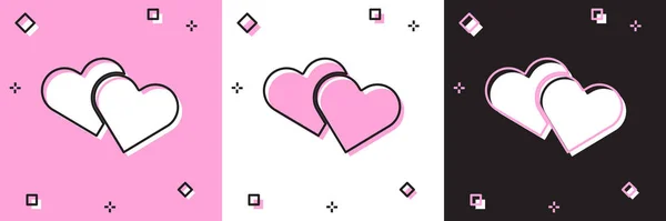 Set Heart Icon Isolated Pink White Black Background Romantic Symbol — Stock Vector