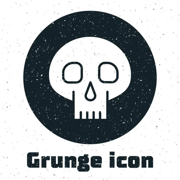 Grunge Skull Icon Isolated White Background Vector Illustration — Stock Vector