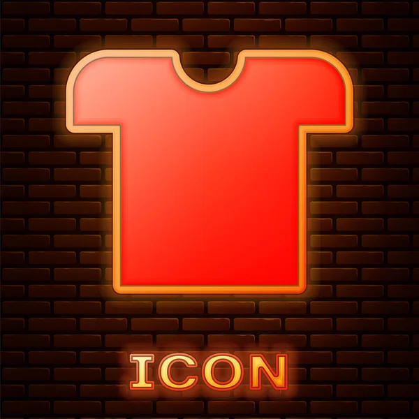 Glowing Neon Shirt Icon Isolated Brick Wall Background Vector Illustration — Stock Vector