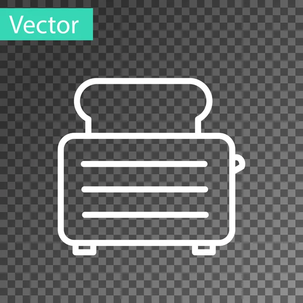 Toaster Weiße Linie Mit Toastsymbol Isoliert Auf Transparentem Hintergrund Vektorillustration — Stockvektor