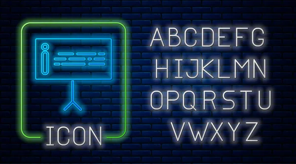 Leuchtende Neon Informationssymbol Isoliert Auf Backsteinwand Hintergrund Neonlicht Alphabet Vektorillustration — Stockvektor