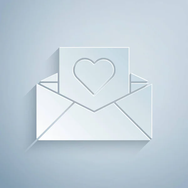 Kertas Memotong Amplop Dengan Ikon Jantung Valentine Terisolasi Pada Latar - Stok Vektor